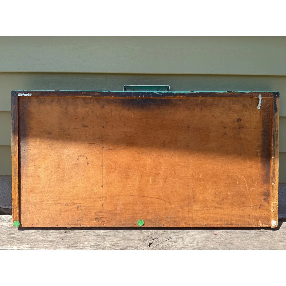 Vintage Wooden Printer Type Tray Shadow Box Teal Letterpress Drawer Display mini